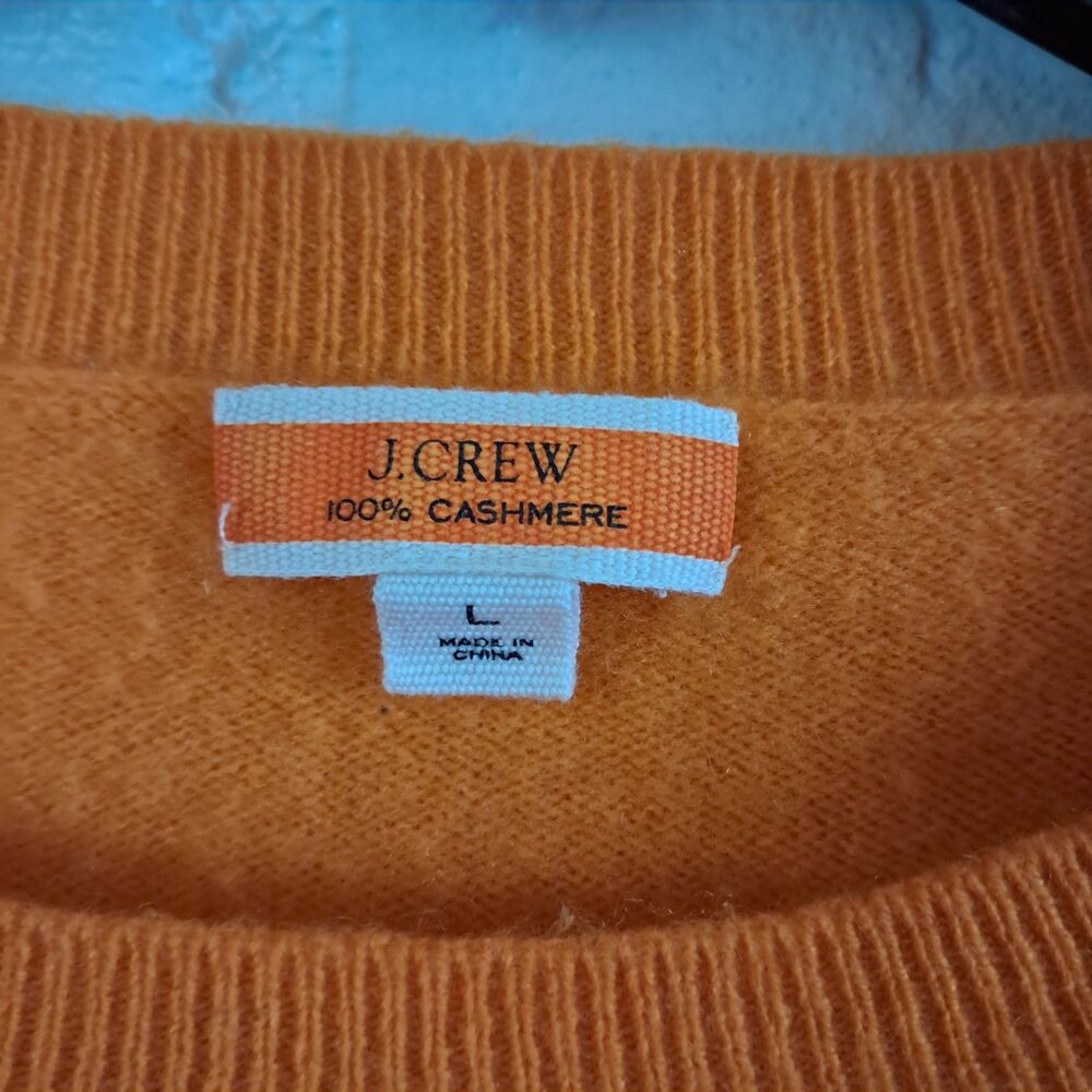 J.CREW 100% Cashmere Classic-Fit Crewneck BA400 Womens Large Pumpkin Orange - Picture 2 of 6